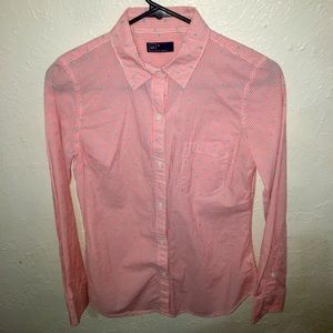GAP Coral Pink Long Sleeve Button Down Top